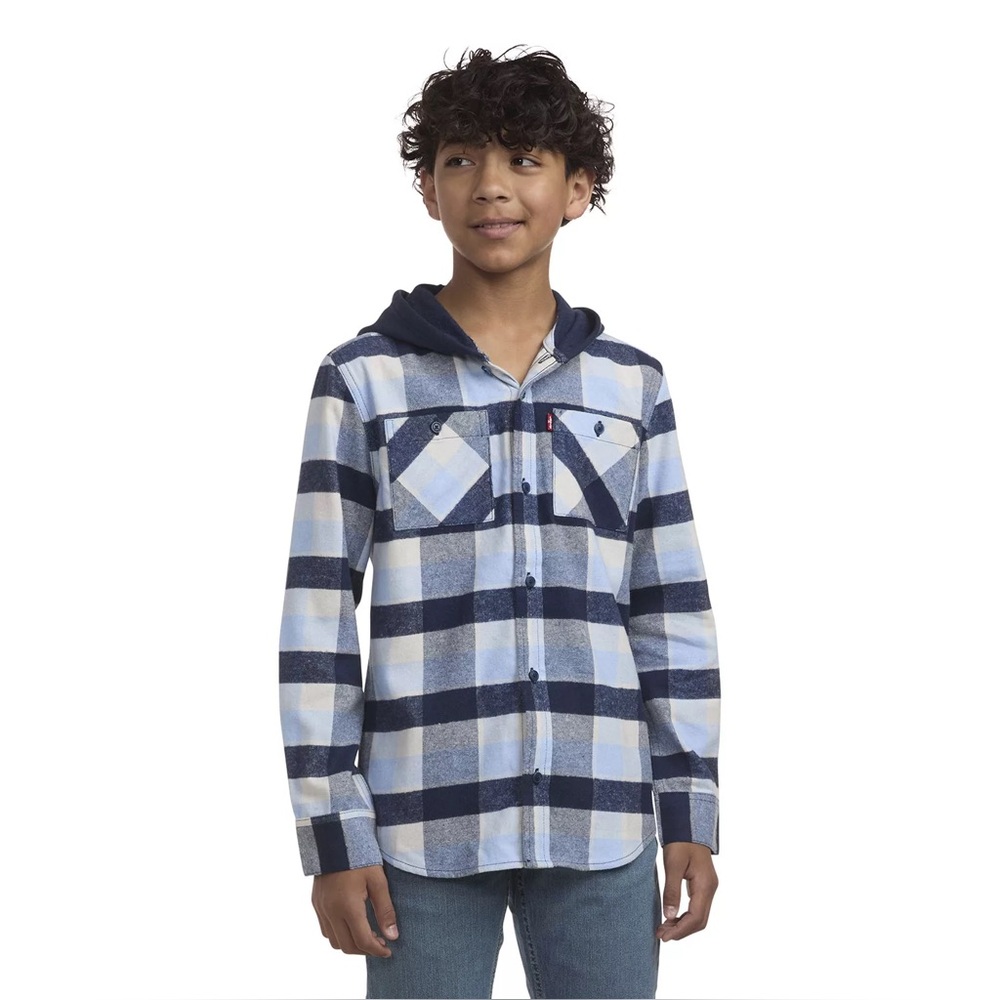 NWT Levi's Boys Hooded Flannel Shirt